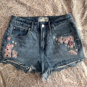 Garage Festival Shorts with Floral Appliqué